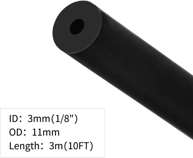 Unicaravan Silicone Vacuum Hose 10FT ID 1/8" (3mm), Wall Thickness 4mm,Matte Black Tubing, With 10PCS Clamps, Tube Cutter, screwdriver,Automotive Marine & Industrial Use - Image 5